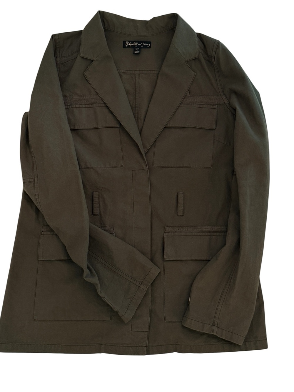 Elizabeth and James Utility Jacket Olive Green Cotton Size Medium